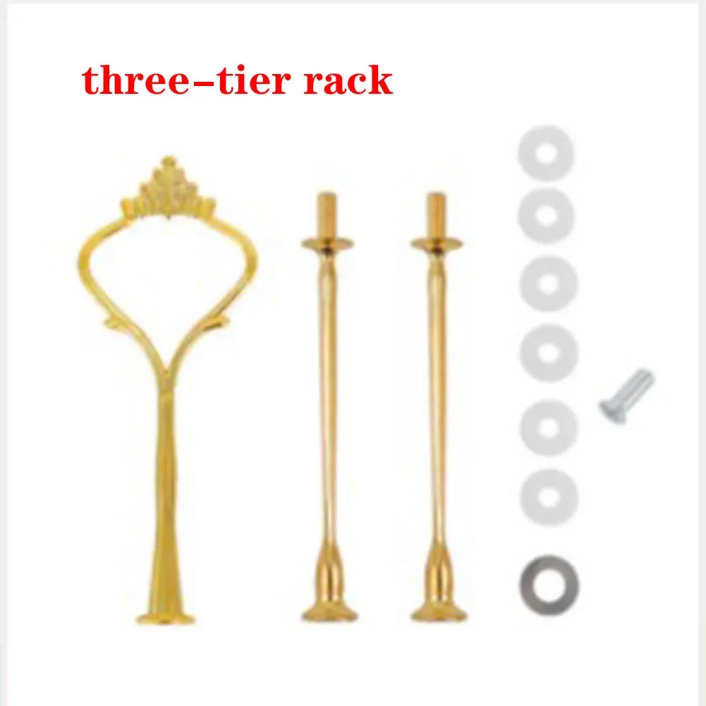 1/2/3 Tiers Zinc Alloy Crown Cake Stand Pillar Without Plate Desserts Fruits Cookie Rack Handle Wedding Party Accessories