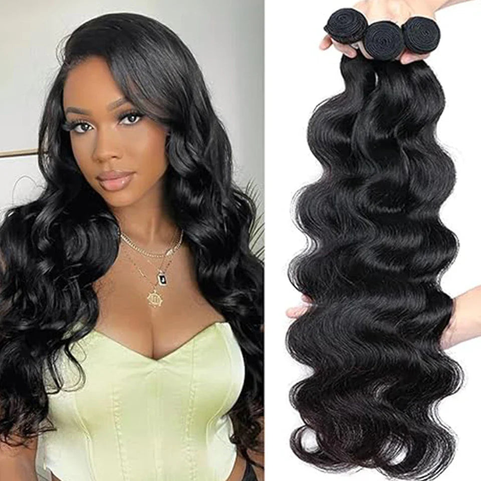 Brazilian Body Wave Human Hair Bundles | Remy Weave Extensions (8-36 Inch, 1/3/4 Pcs)
