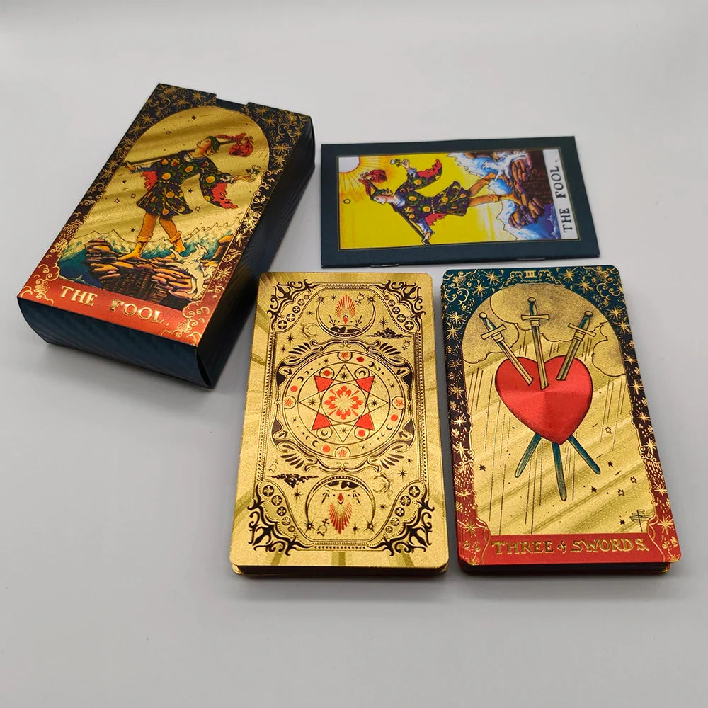 Cost Worthy Luxe Gold Foil Tarot Deck With Nice Plastic Package Board Game of Oracle Cards For Beginners
