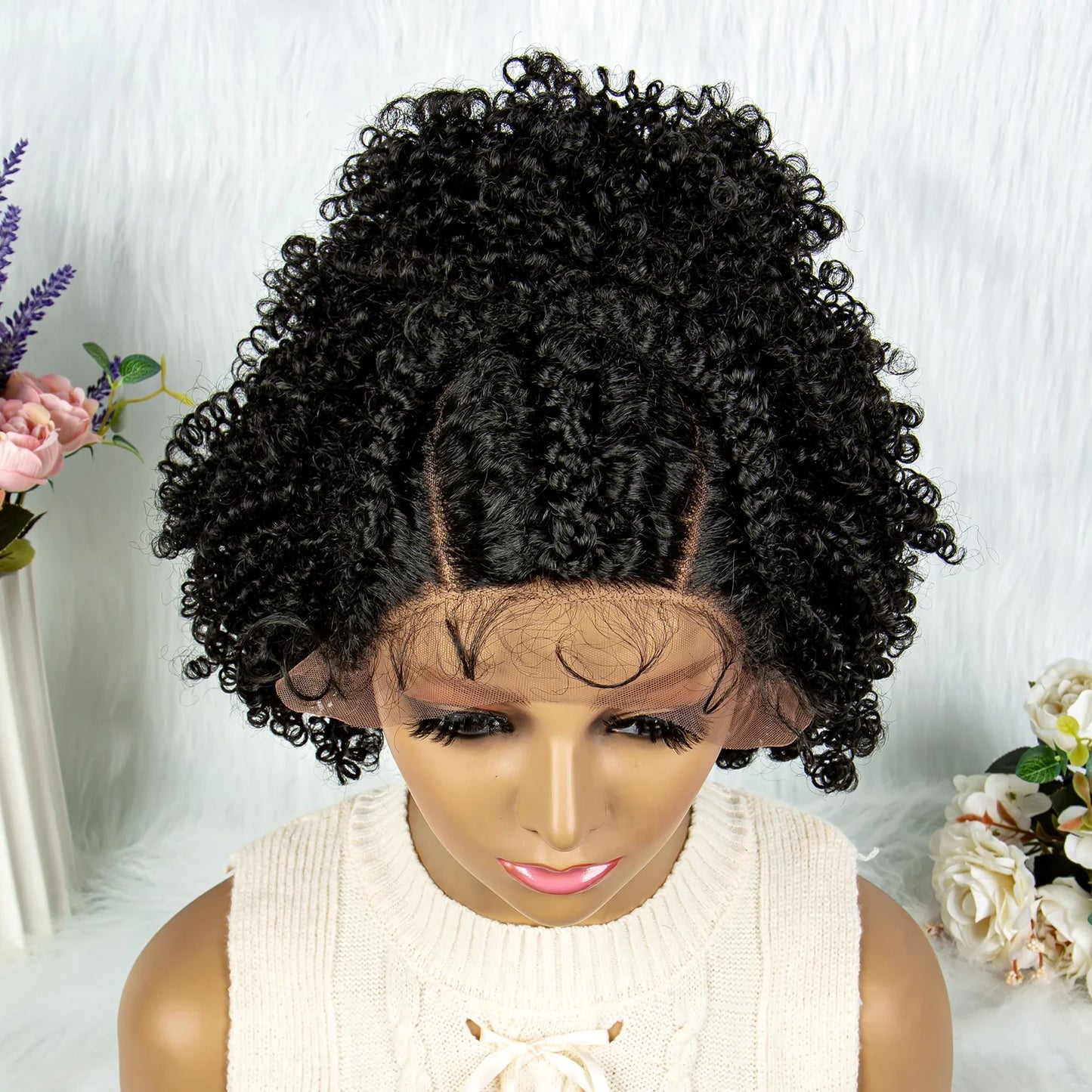 Braided Wigs Synthetic Lace Wig Braided Wigs With Baby Hair For Black Women Wig Jerry Curly Hair Wigs Curly Bob Wig