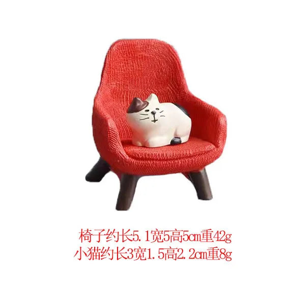 1pc Cartoon Cat Frog Bear Yellow Chair Computer Model Office Ornament Mini Home Decor Crafts Accessories Desktop Figurines Gift