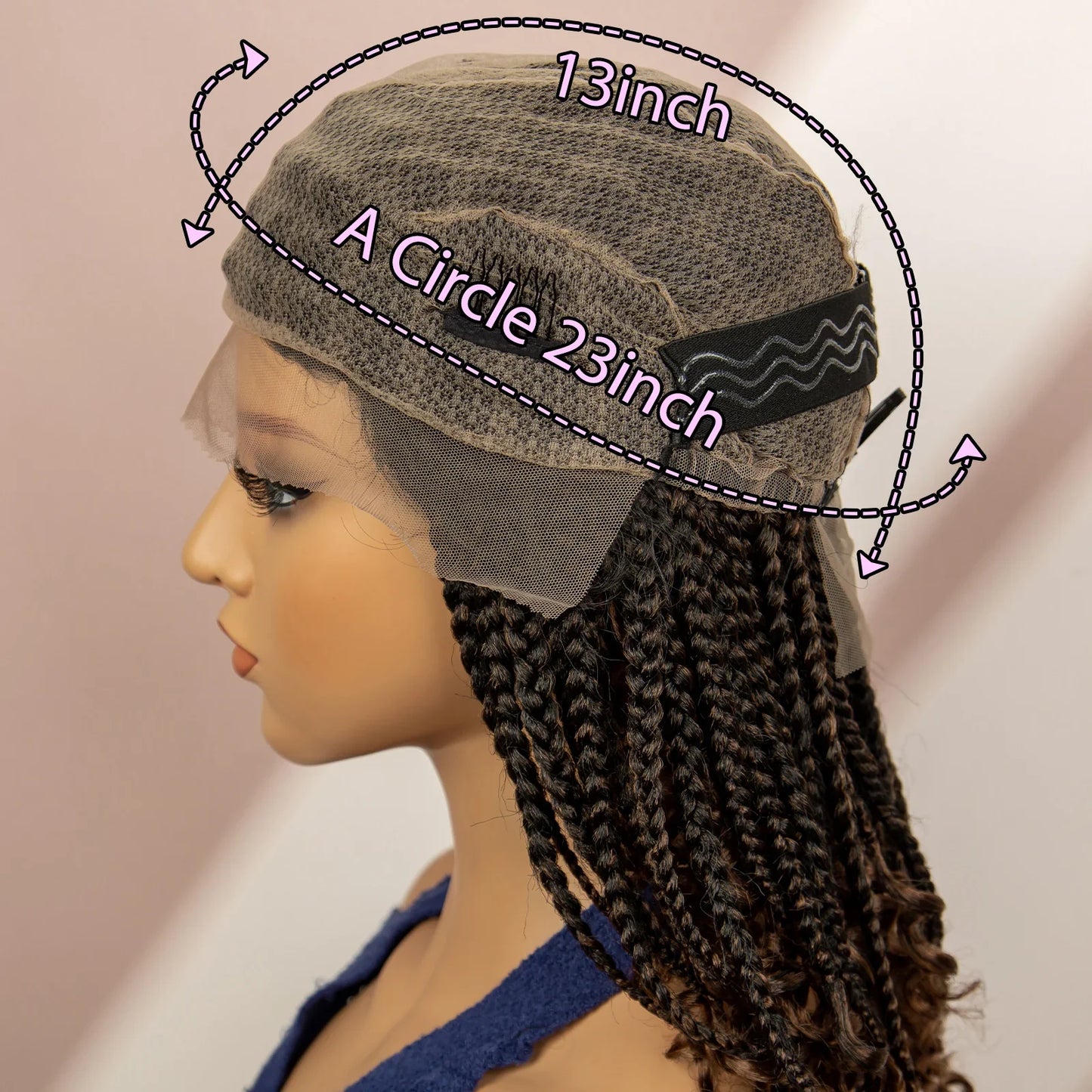 Short Bob Boho Knotless Box Braids Wig | 360 Double Full Lace | Curly Ends