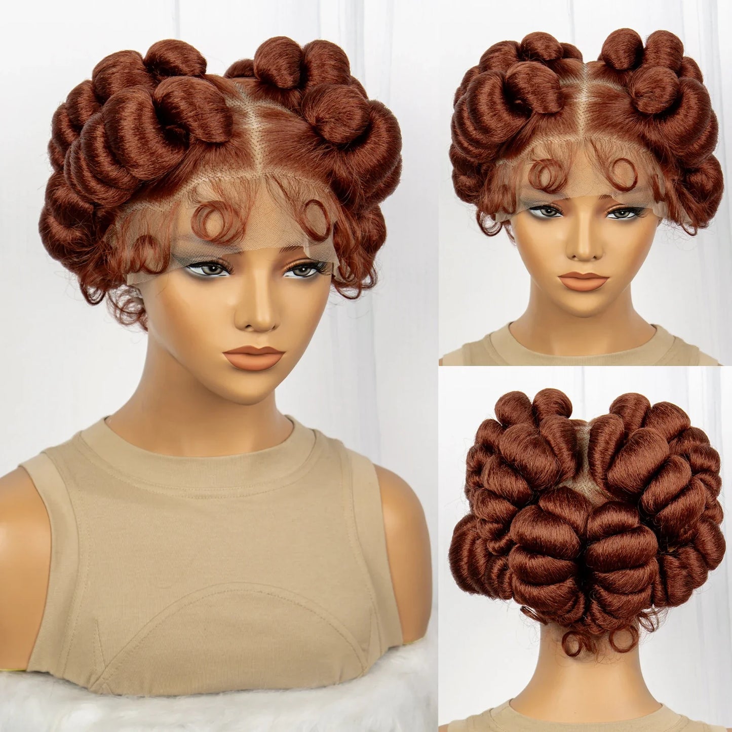 Handmade Bantu Knotless Box Braids Full Lace Wig | African Braiding Hair | Synthetic Wig