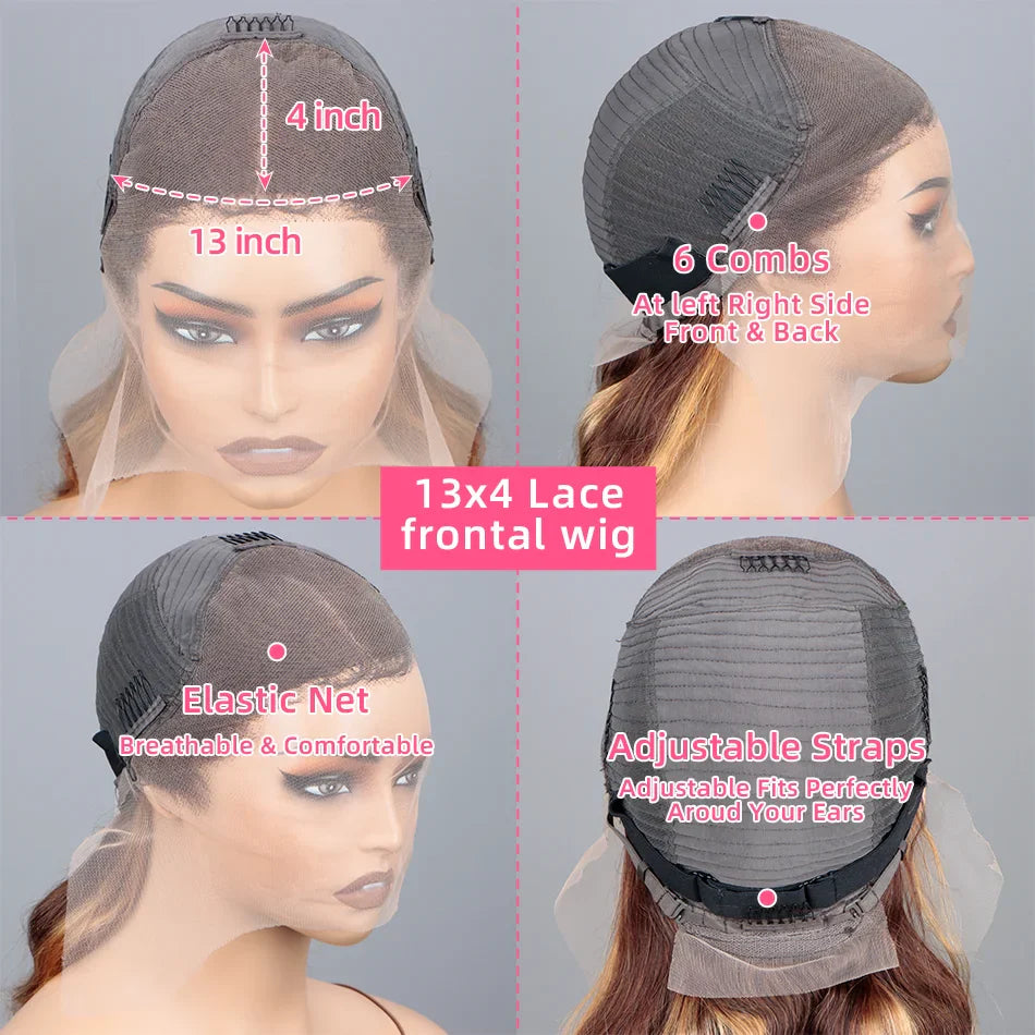 Highlight Ombre 4/27 Lace Front Wig | Honey Blonde Body Wave | Pre-Plucked Baby Hair | HD Lace | 200% Density