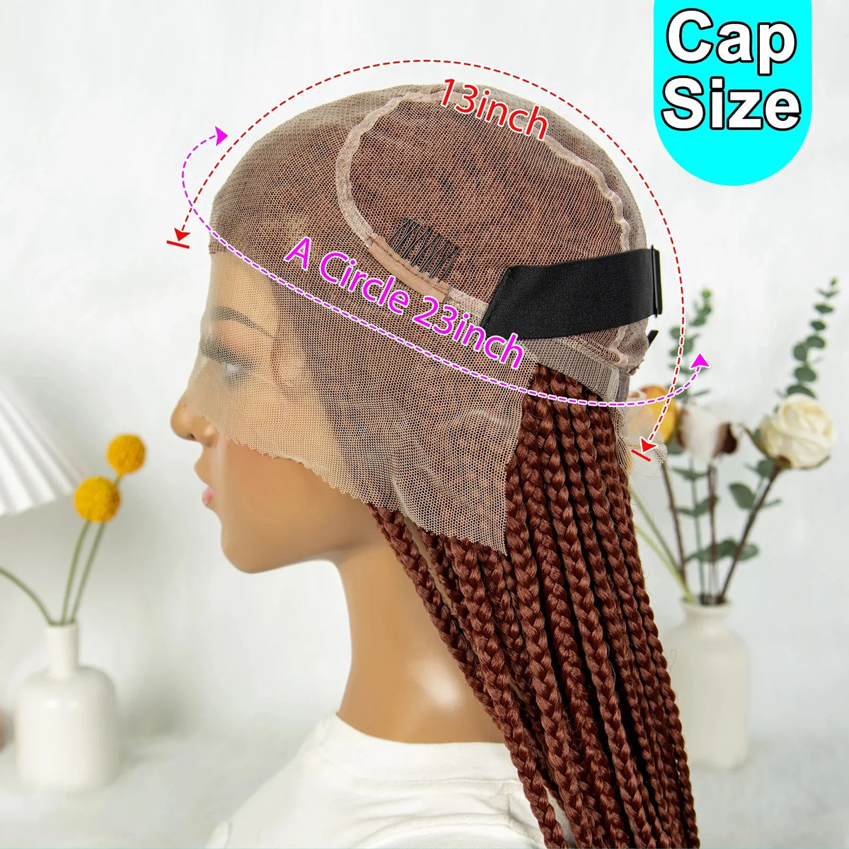 HD Knotless Box Braided Full Lace Wig | Ginger 350# & 613# Blonde | Synthetic Crochet Braids | Black Women