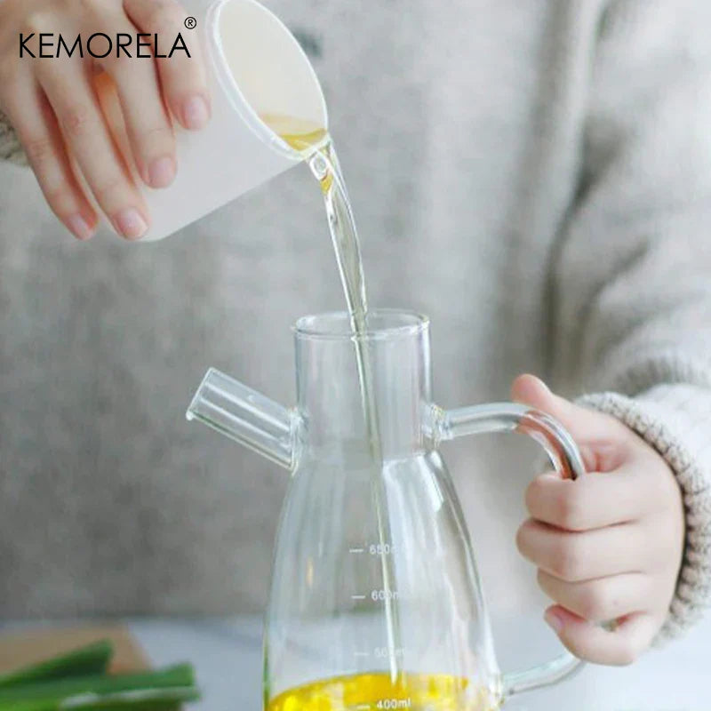 KEMORELA 1PC Glass Olive Oil Bottle BPF Oil Leak-Proof Bottle Kitchen Outdoor BBQ Picnic Condiment Container Kitchen Supplies