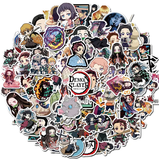 100Pcs Demon Slayer Japanese Anime Stickers Graffiti Skateboard Refrigerator Decorated Notebook Luggage Waterproof Sticker