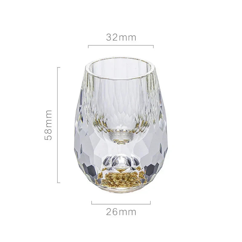 Luxury Crystal Glass Vodka  Sake Shochu Glass Bar Liqueur Double Bottom Gold Foil Glass Tea Cup High-end Gifts Hard Liquor