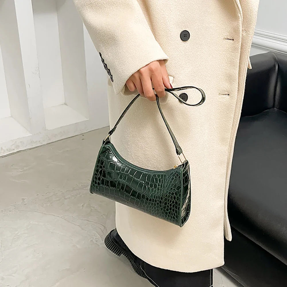Solid Color PU Leather Women's Underarm Bag | New Luxury Designer Female Casual Shoulder Bag (Tote Clutch Purse & Banquet Handbag)