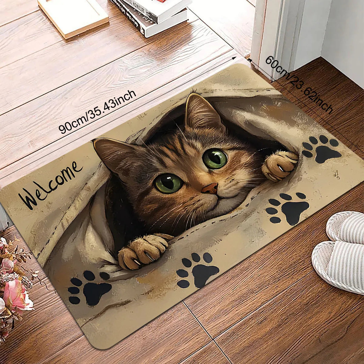 VIKAMA Cartoon Cute Cat Carpet Soft Doormat Welcome Mat Living Room Carpet Kitchen Rug Rug For Bedroom Outdoor Carpet Home Dec