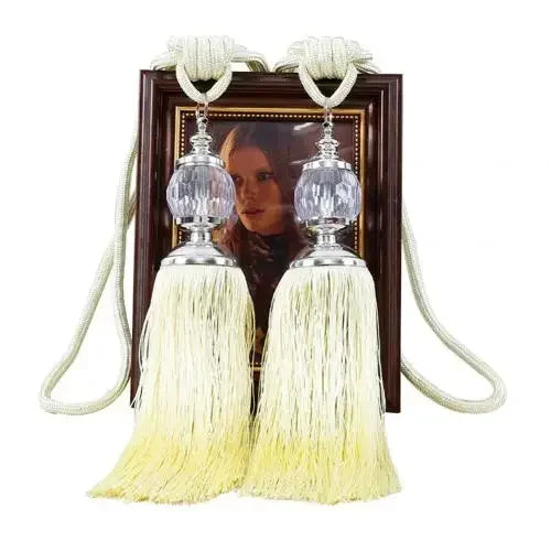 1Pair Tassel Curtain Tieback Crystal Bead Hanging Ball Tie Room Accessories Holder Buckle Rope Bandage Holdback Window Shade
