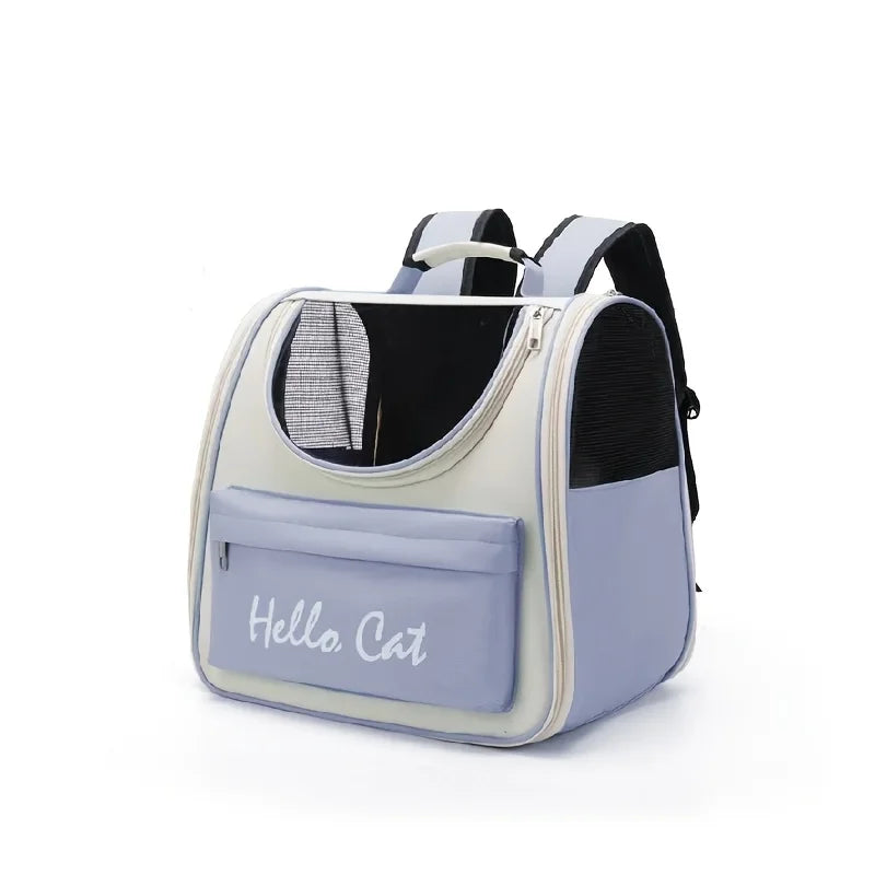 Large capacity collapsible pet backpack with zip closure, handle and mesh vent, perfect for cats and small dogs traveling