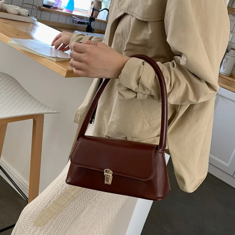 Women's Shoulder Bag Handbag | Retro Underarm Bag & Fashion Simple Solid Color New Hand Shoulder Bag