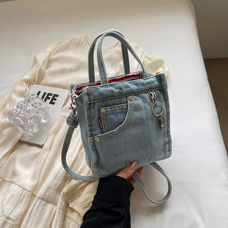 Ladies' Crossbody Bags | Creative Retro Washed Denim & Personalized Fashionable Versatile Handbags (High-quality Shoulder Bags for Girls)