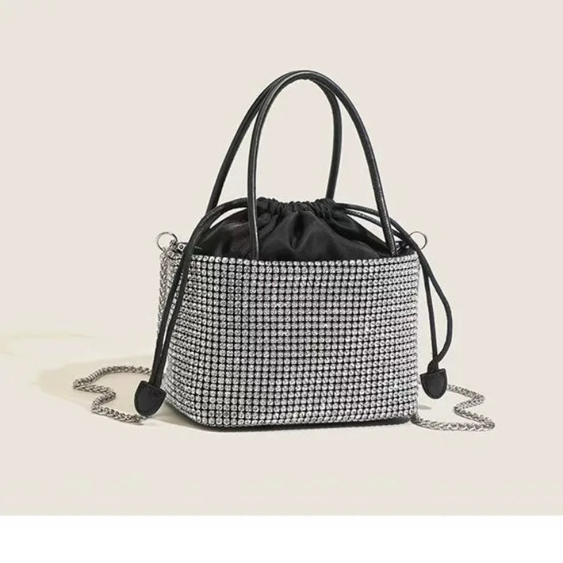 Glamorous Rhinestone Pearl Stage Bag | Women's Sparkly Evening Clutch & Luxury Performance Purse (Large Capacity Crossbody Shoulder Bag)