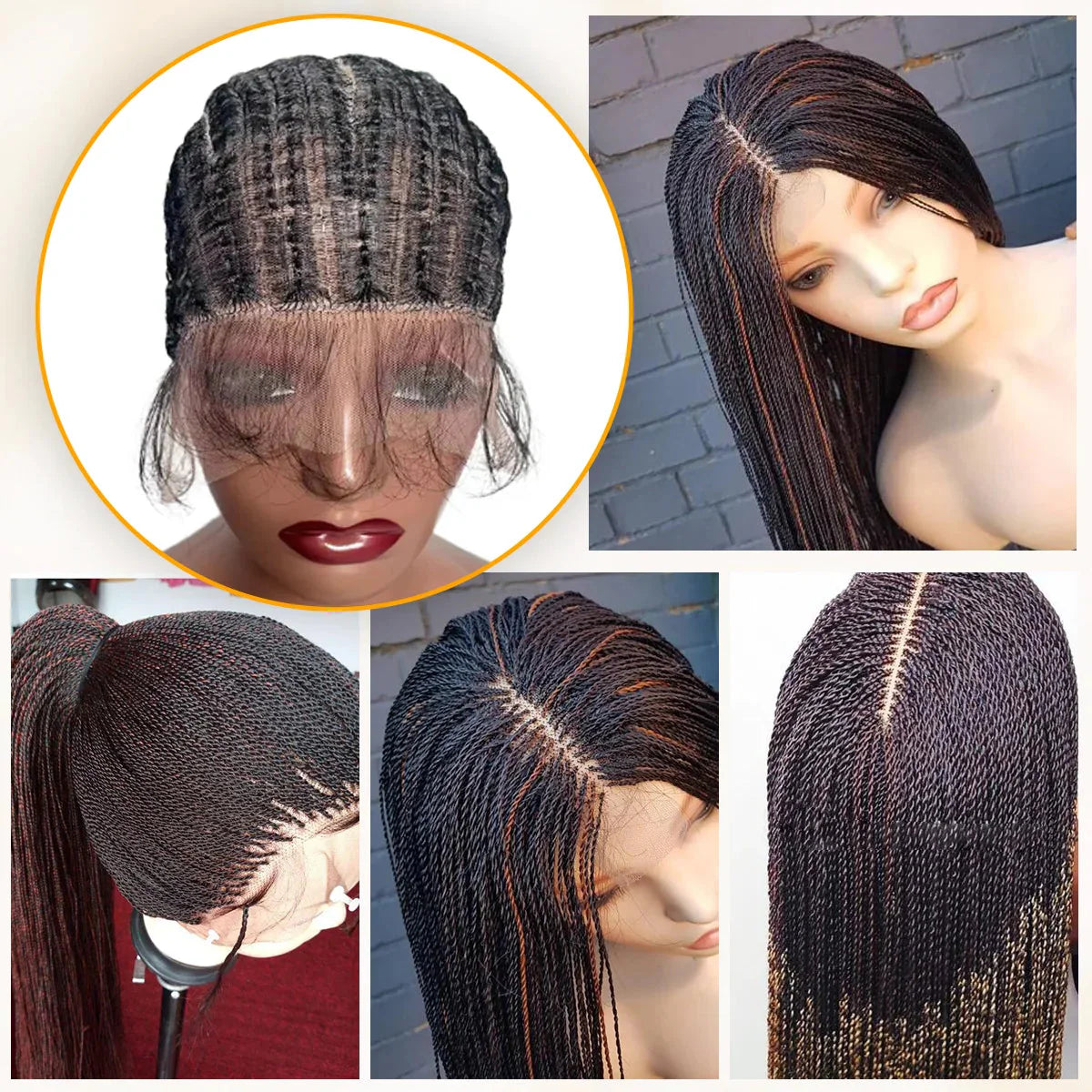 Full Lace Crochet Wig Cap with Baby Hair | Micro Senegalese Twist & Crochet Wig Base | Virgin Chinese Hair | Jerry Curl