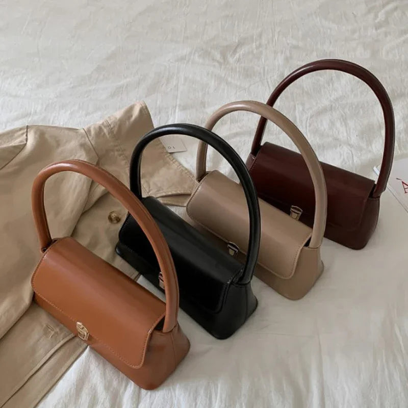 Fashion Retro Women's Shoulder Bag | Simple Solid Colour Handbag & Vintage Underarm Bag (Unisex Tote)