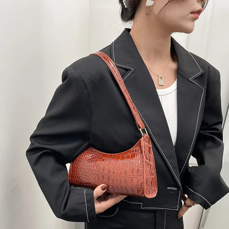 Solid Color PU Leather Women's Underarm Bag | New Luxury Designer Female Casual Shoulder Bag (Tote Clutch Purse & Banquet Handbag)