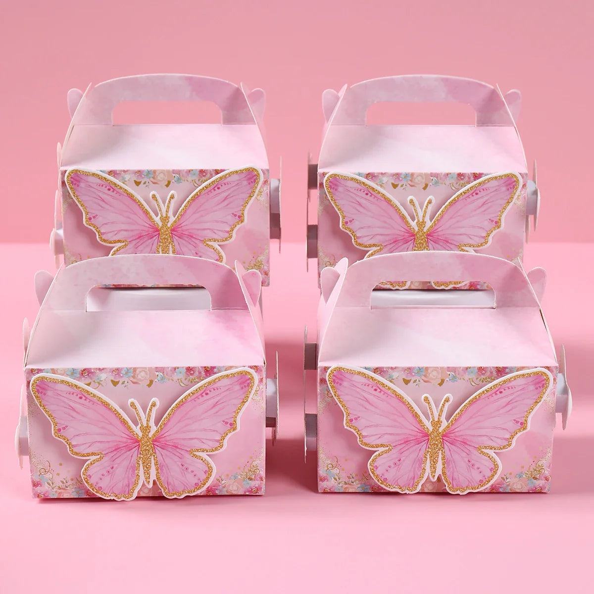 Butterfly Candy Gift Box Pink Purple Butterfly Birthday Party Decorations Kids Wedding Supplies Baby Shower Cookie Biscuit Box