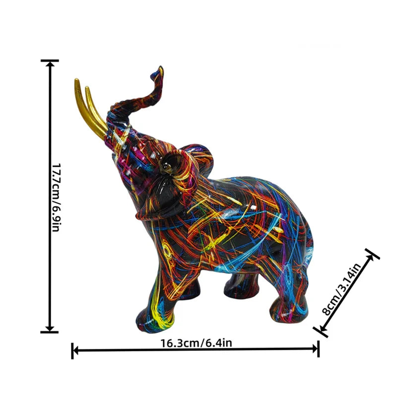 Home Decor Nordic Painting Graffiti Elephant Sculpture Figurine Art Elephant Statue Creative Resin Crafts Decoration Ornaments