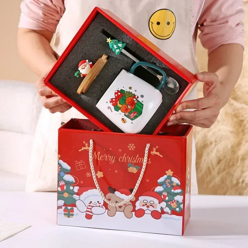Mug Gift Box Ceramic Mug Christmas Gift Ceramic Mug with Lid with Spoon Set Cup Coffee Cup Christmas Dropshipping