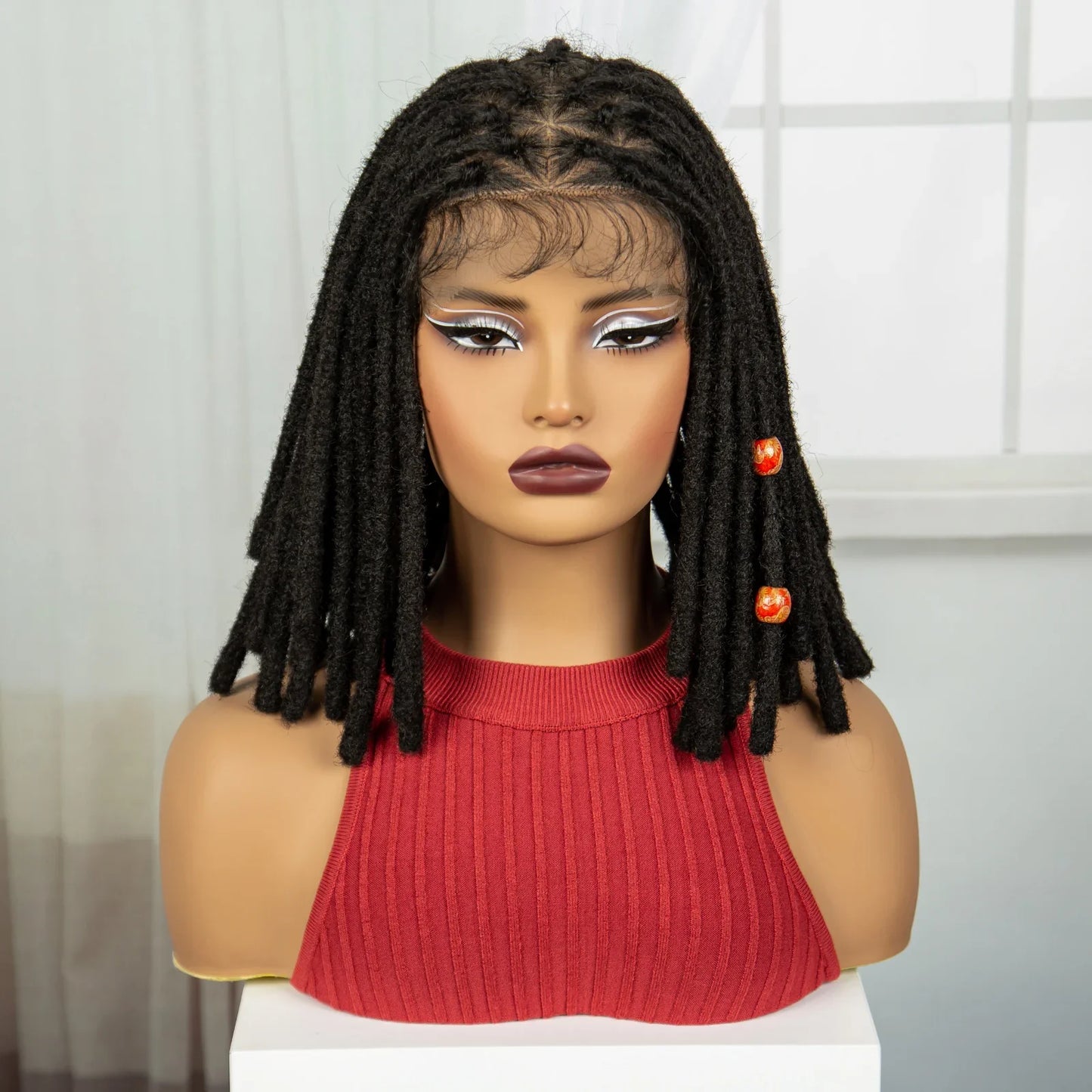 Red Faux Locs & Knotless Braids Wig | Full Lace | Baby Hair | Dreadlock Style