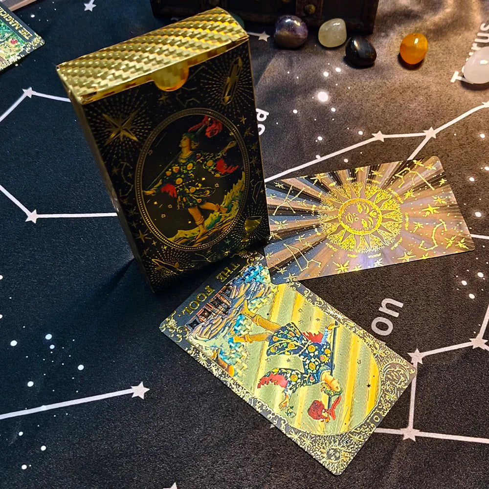 Cost Worthy Luxe Gold Foil Tarot Deck With Nice Plastic Package Board Game of Oracle Cards For Beginners
