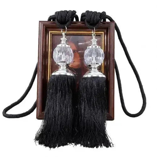 1Pair Tassel Curtain Tieback Crystal Bead Hanging Ball Tie Room Accessories Holder Buckle Rope Bandage Holdback Window Shade
