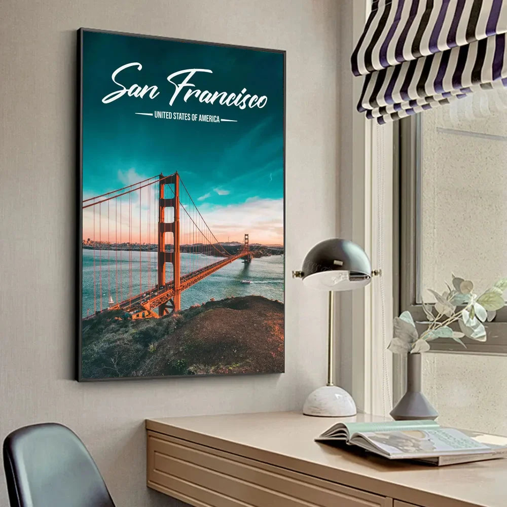 Famous Travel CitiesKuala Lumpur_Dubai_Amsterdam_Lisbon_ Poster HD Posters Home Room Bar Cafe Decor Art Wall Painting Picture