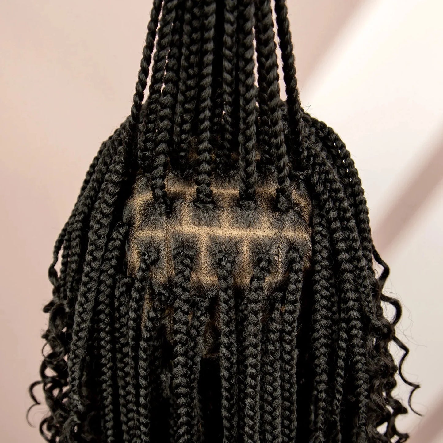 16" Short Brown Box Braided Full Lace Wig | Curly Ends | African Braids | Black Women