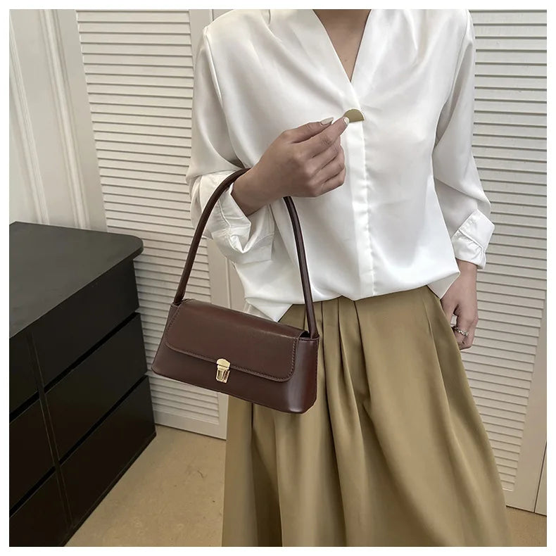 Women's Shoulder Bag Handbag | Retro Underarm Bag & Fashion Simple Solid Color New Hand Shoulder Bag