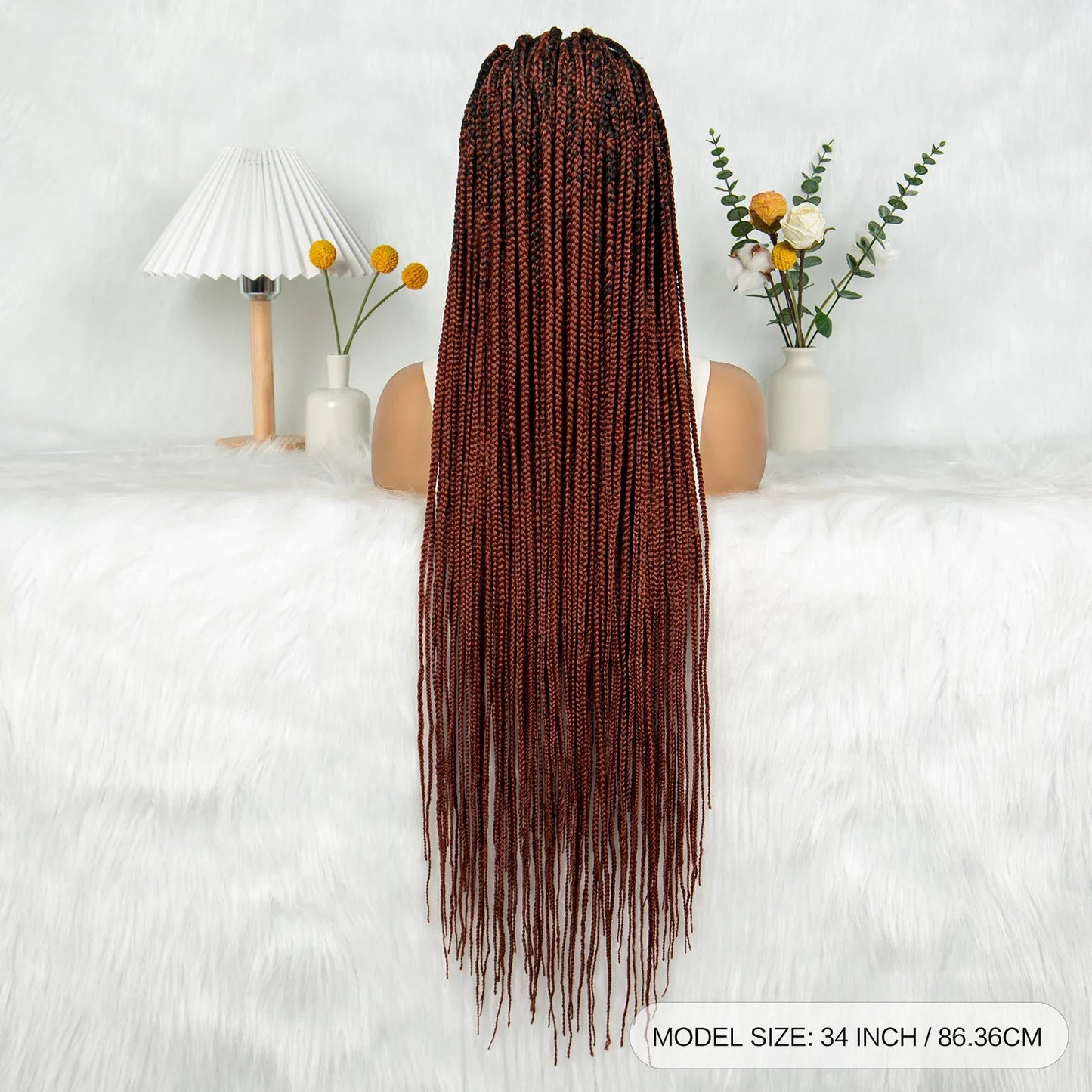 KIMA Box Braided Wig Synthetic Full Lace Braided Wig Cornrow Braids Wig With Baby Hair Transparent Lace Knotless Faux Locs Wig