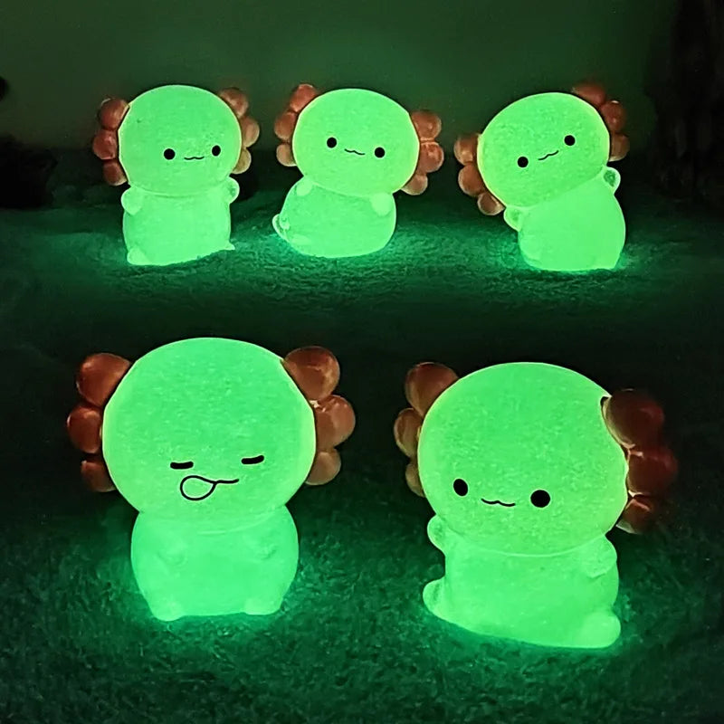 10-50 pink Luminous Axolotl Miniatures Ambystoma Mexicanum Glow At Night Cute Animals Fish Tank Moss Microlandscape Decoration