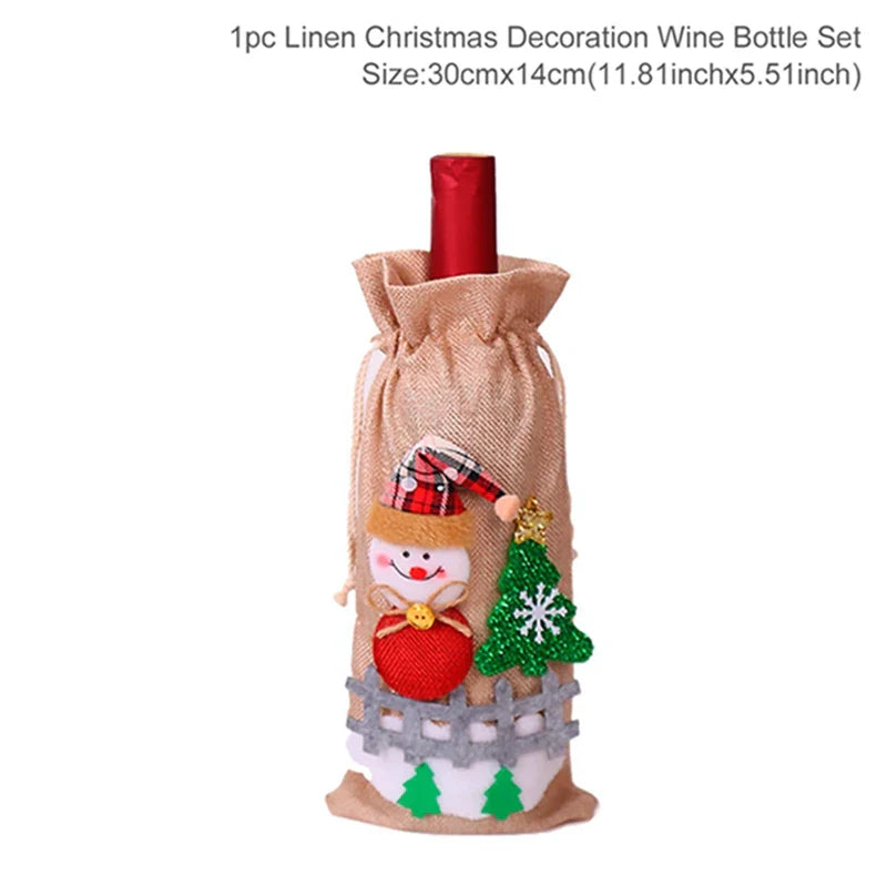 Christmas Wine Bottle Cover Merry Christmas Decorations For Home 2024 Christmas Ornament Xmas Navidad Natal Gifts New Year 2025