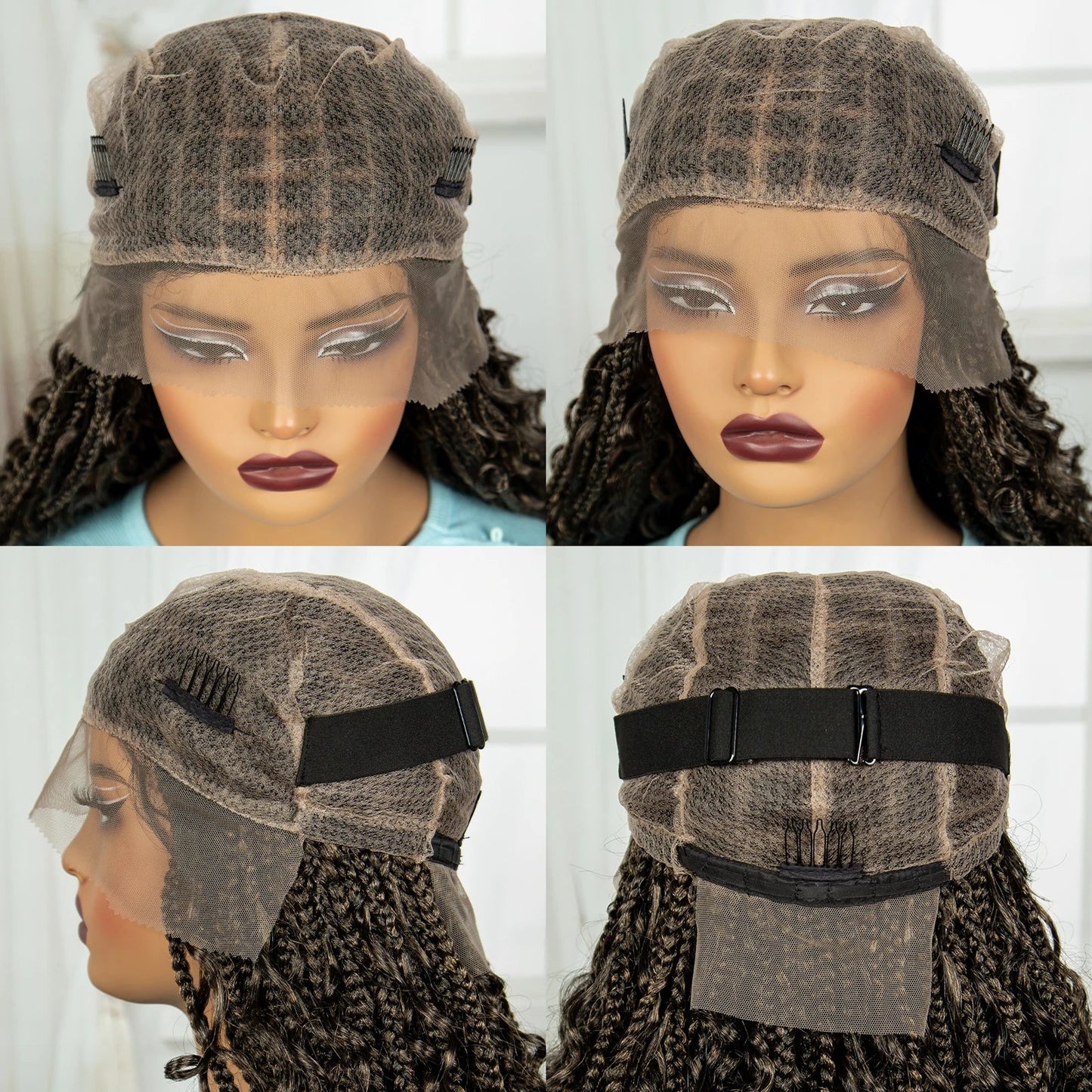Ombre Knotless Braids Wig | Curly Ends | Full Lace | Baby Hair | Handmade