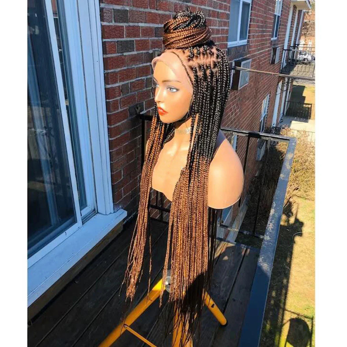 Ombre Blonde Knotless Box Braided Wig | Full Lace Braids Wig | Senegalese Twist, Passion Twist, Faux Locs Styles Available | Kanekalon Hair