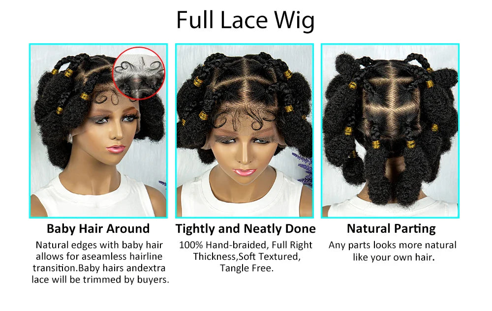 KIMA HD Full Lace Bantu Knot Braids Wig | Knotless Box Braids