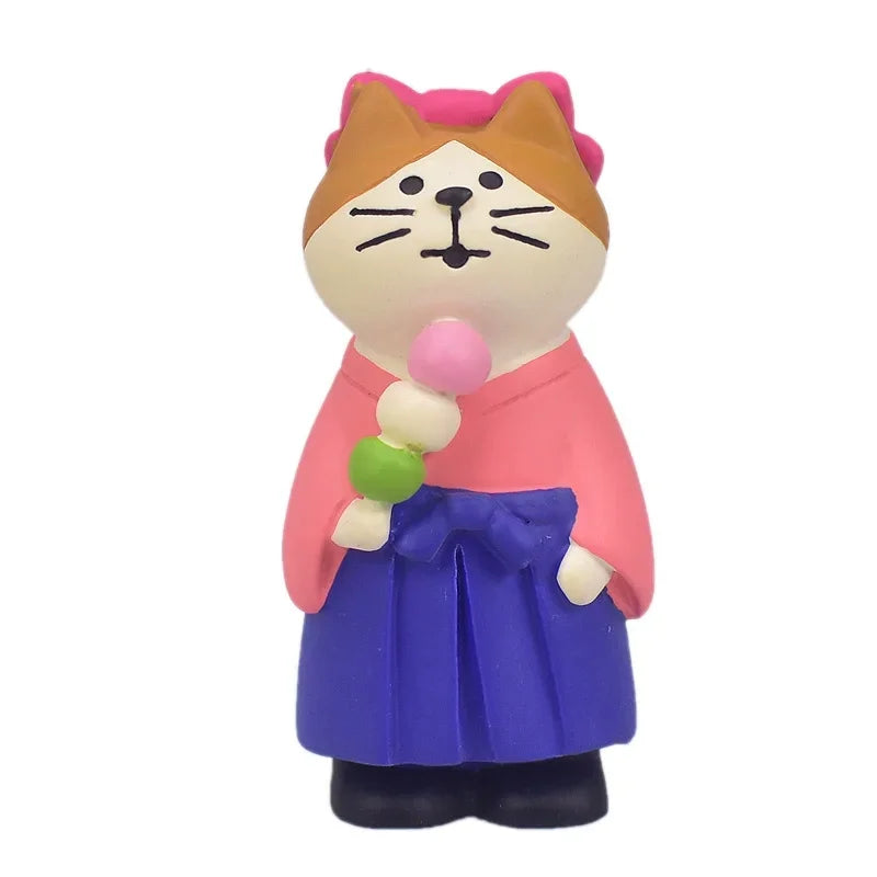 Cute Cat Ornament Admiring Flowers Scene ZAKKA Cherry Blossom INS Trendy Toy DIY Resin Handicraft Ornament
