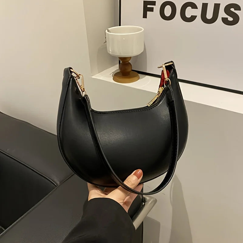 New Fashionable High-End Moon-Shaped Baseball Bag | Luxury Women's Single Shoulder Bag (Sequined Vintage Handbag)