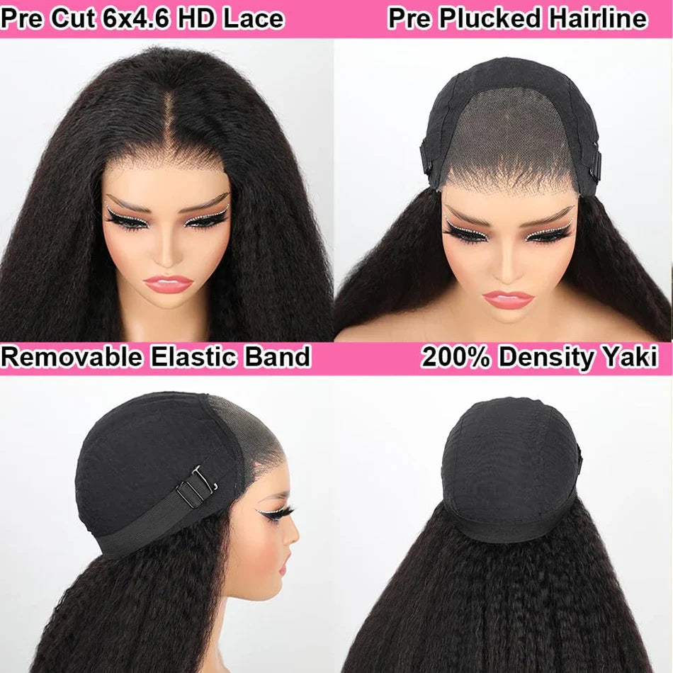 13x4 Glueless Kinky Straight Long Human Hair Wig | Brazilian Virgin Hair | Pre-Plucked | With Baby Hair