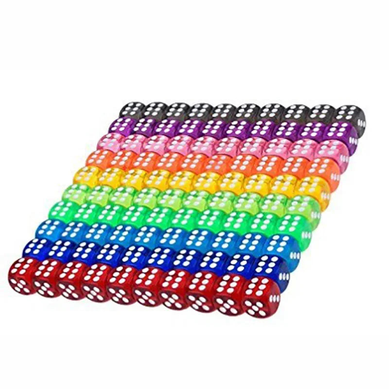 10PCS/Lot Filleted Corner Dice Colorful Transparent Acrylic 6 Sided Dice  Club/Party/Family Games