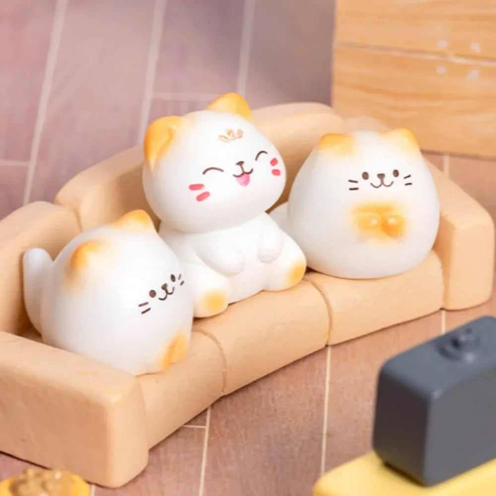8pcs Mini Cats Ornament Fairy Garden Kitten Statue Gift Kids Children Baby Room Decoration Toys Miniature Figurines Home Decor