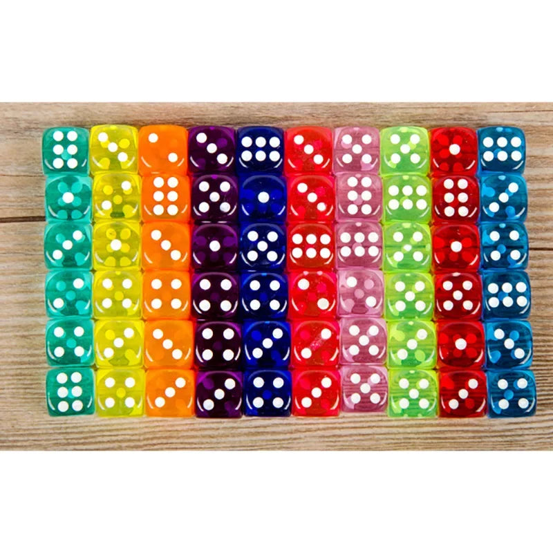 10PCS/Lot Dice Colorful Transparent Acrylic 6 Sided Dice   Club/Party/Family Games