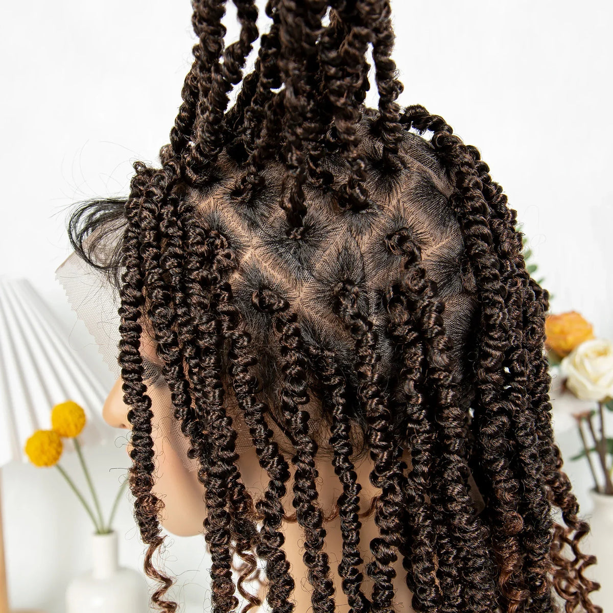 Short Length Box Braided Wig Full Lace Braided Wig Curly Hair With Baby Hair Braiding Wig Twisted Dreadlocks Wig For Women