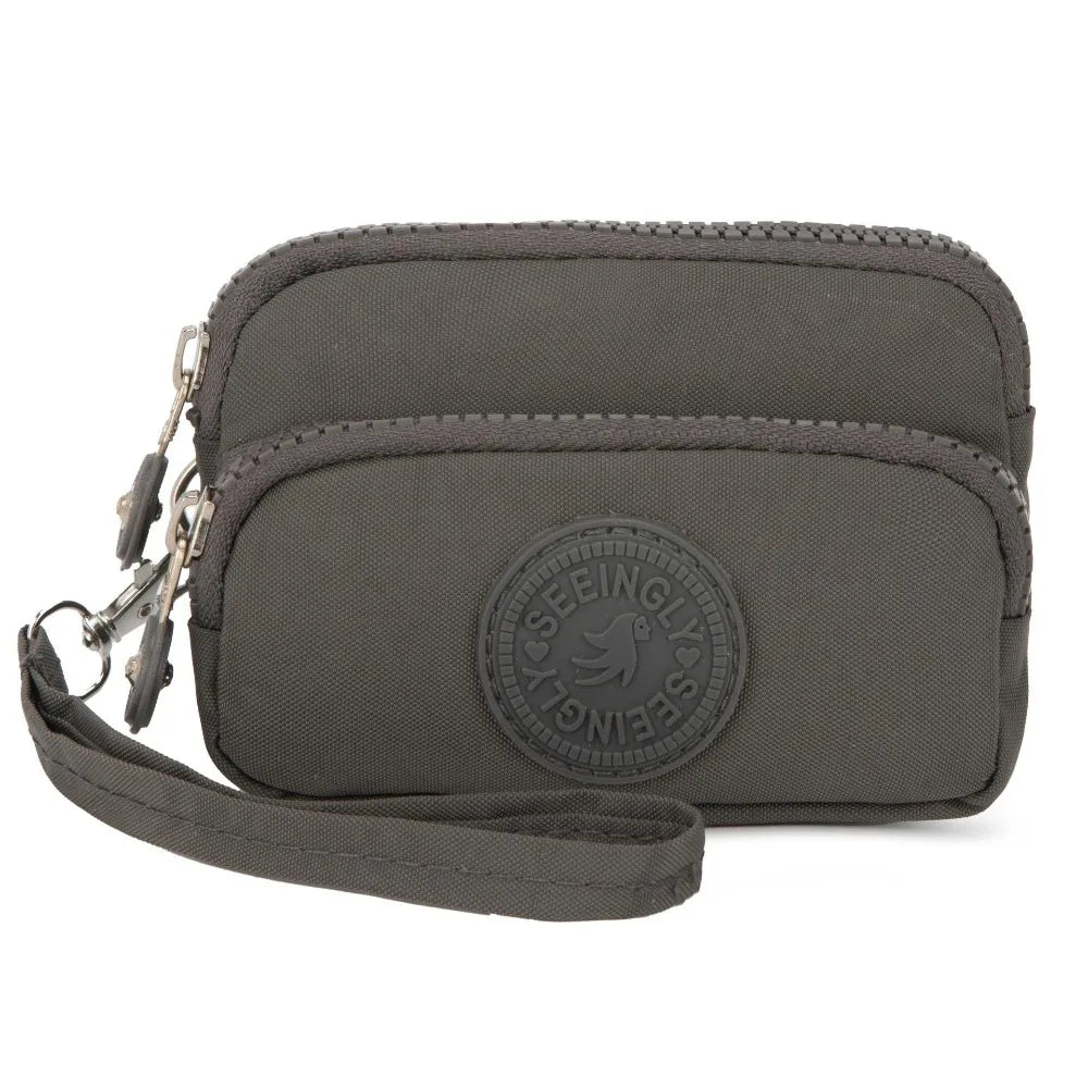 New Waterproof Coin Purse with Key Ring | Solid Color Card Holder & Large Capacity Wear-Resistant Handbag (Unisex Storage Bag)