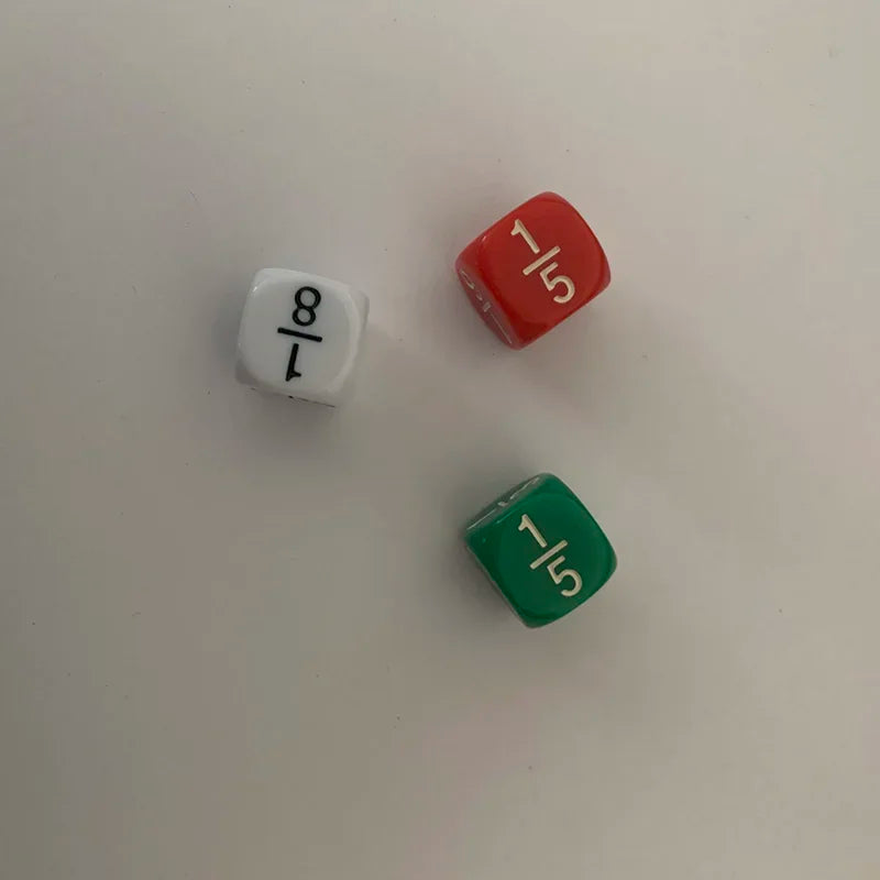 10 PCS/Set White/Green/Red Fractional Number Funny Dice Education Game Accessory  16*16 mm