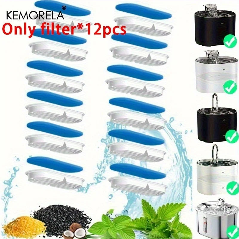 8/12PCS Activated Carbon Cat Water Dispenser Filter Fits Water Dispensers Traps Impurities & Improves Taste for Pet-Friendly