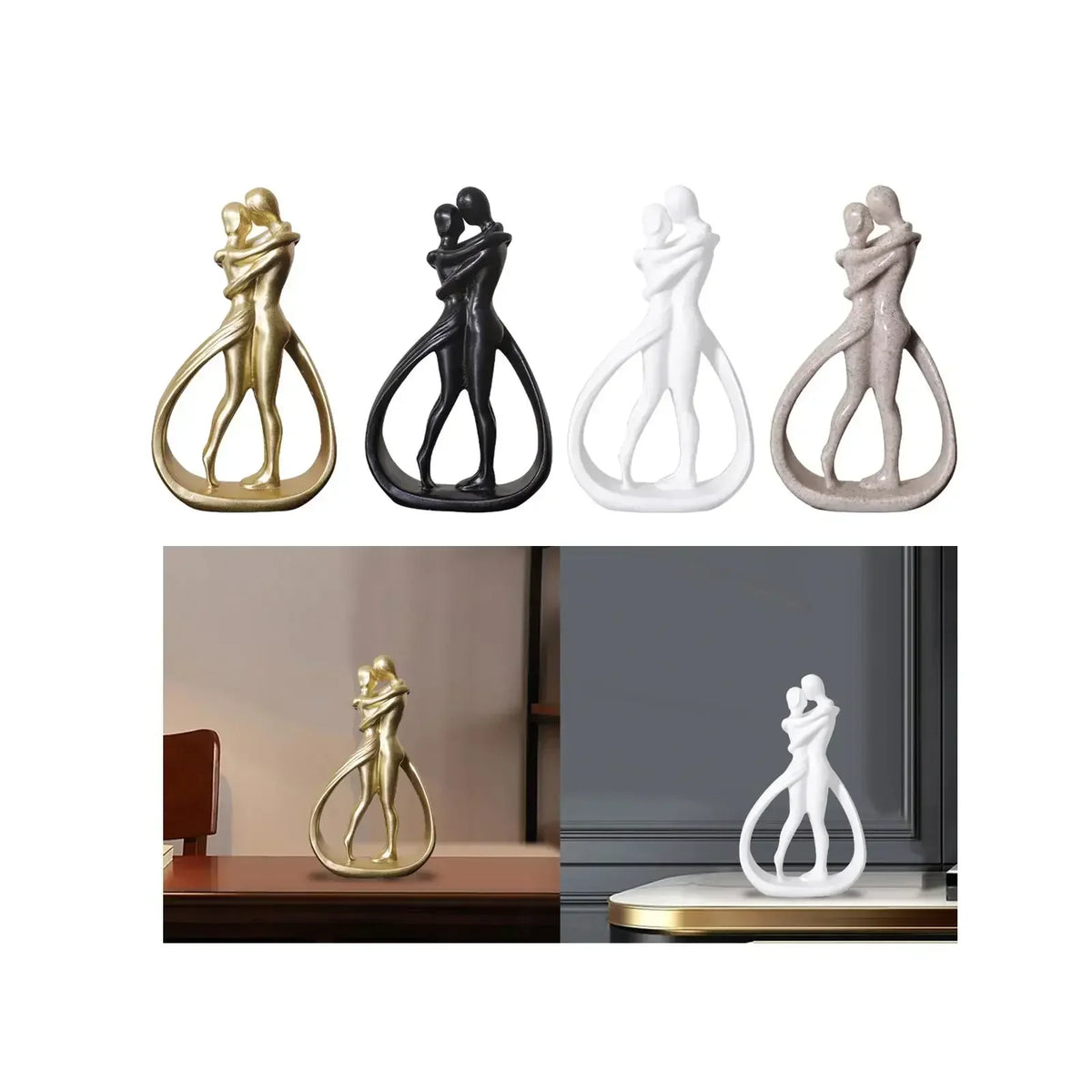 Abstract Couple Statue Crafts Desk Couple Figurine Collection Lovers Embrace Statue for Shelf Wedding Home Bookshelf Desk