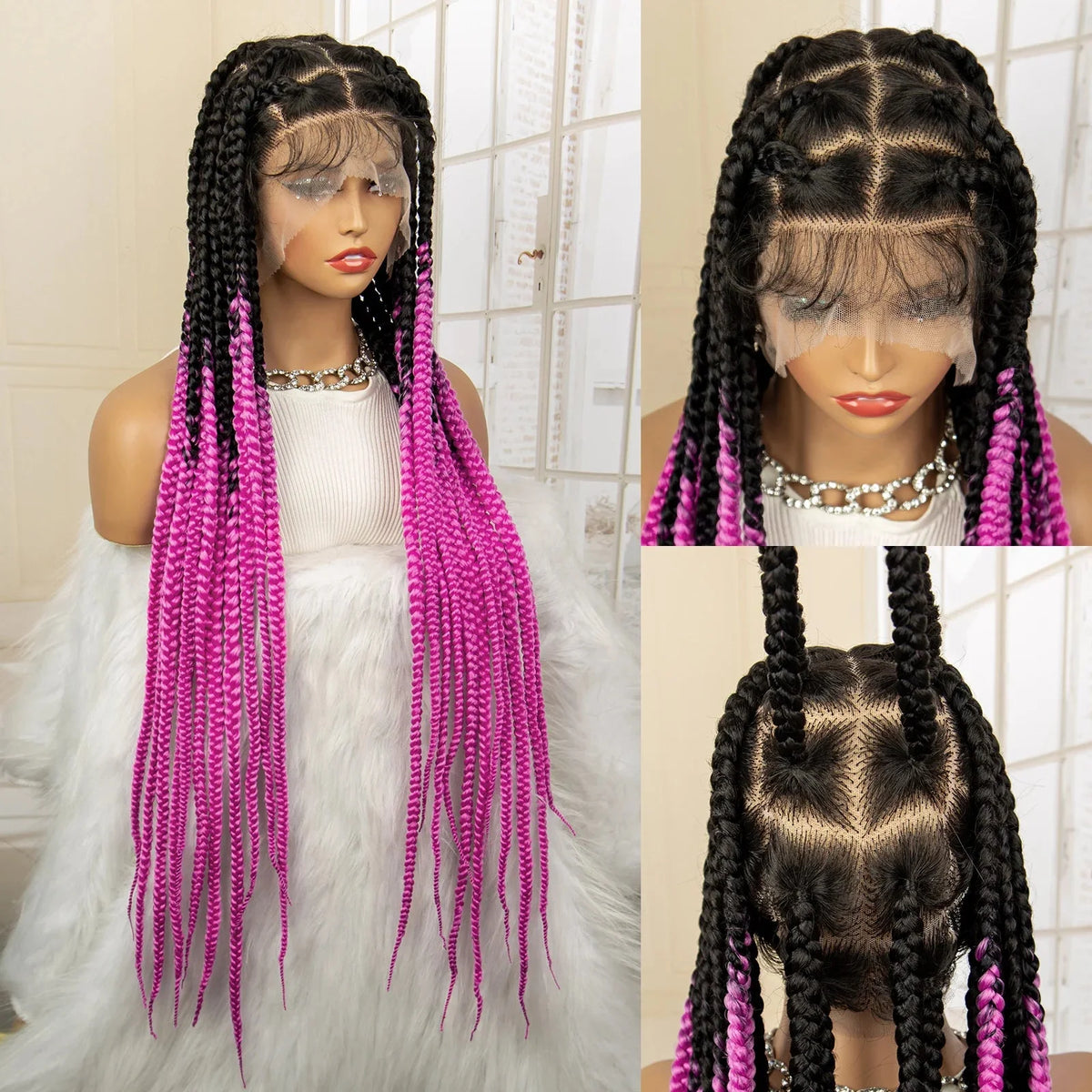 Jumbo Cornrow & Knotless Box Braids Wig | Full Lace | Baby Hair | Black Women