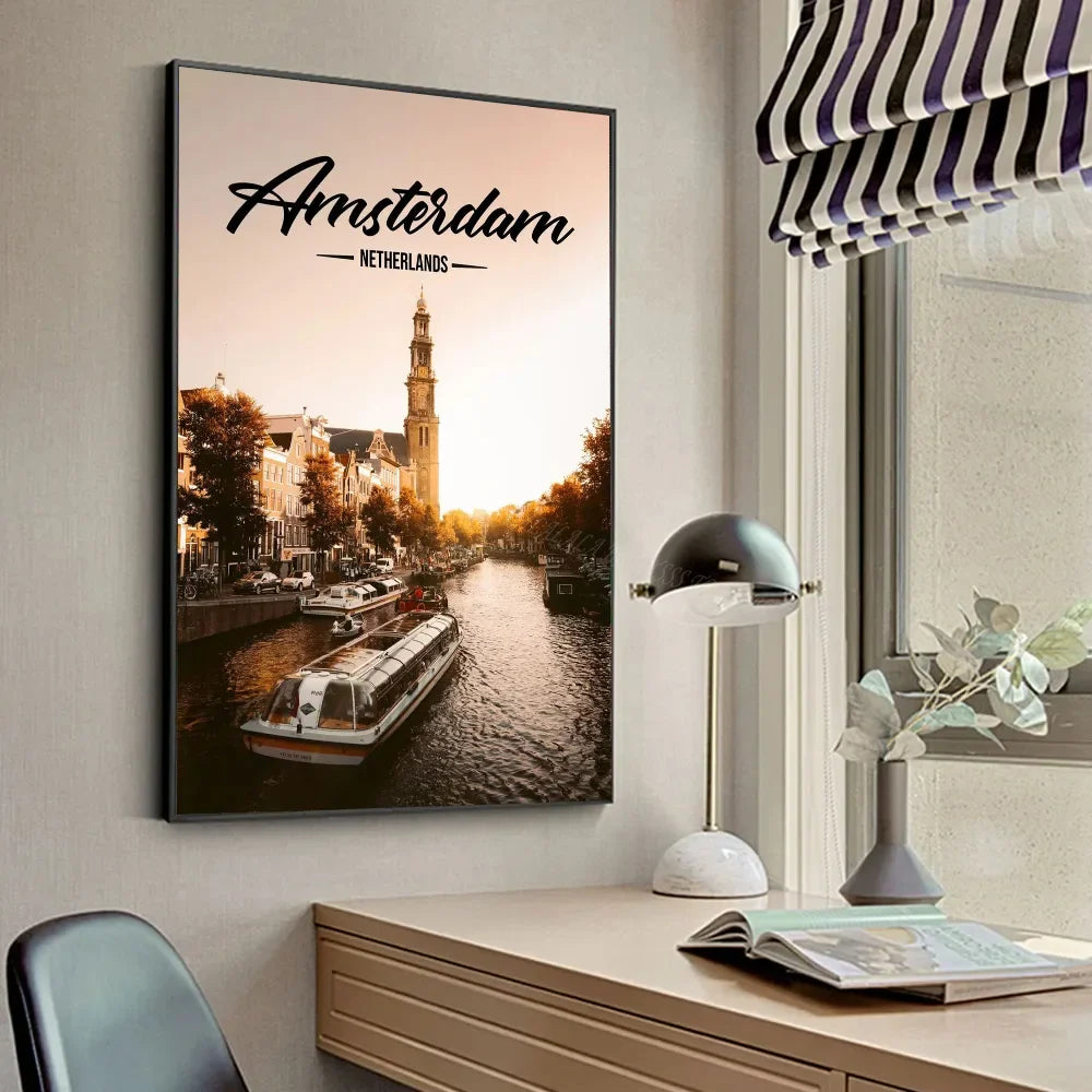 Famous Travel CitiesKuala Lumpur_Dubai_Amsterdam_Lisbon_ Poster HD Posters Home Room Bar Cafe Decor Art Wall Painting Picture